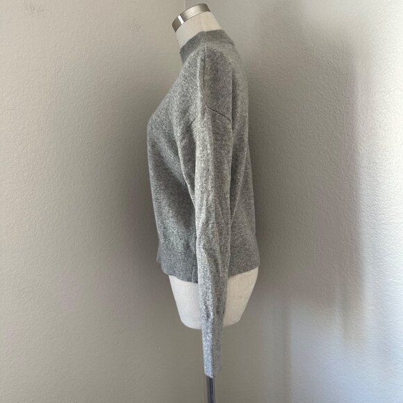 Everlane Mock Neck Cashmere Sweater Ribbed Long Sleeve Lightweight Heather Grey - Picture 3 of 10